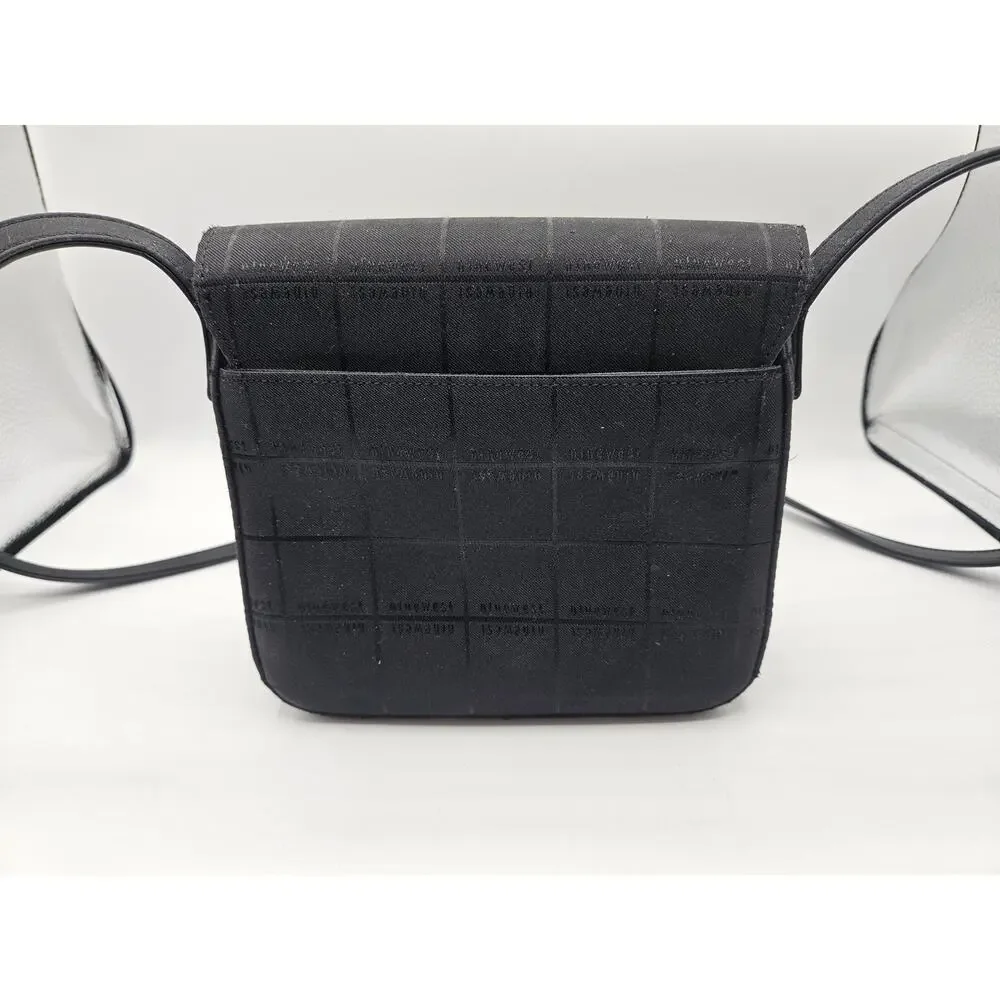 Nine West Women's Black Crossbody Bag Square‎ Pockets Magnet Snap Close